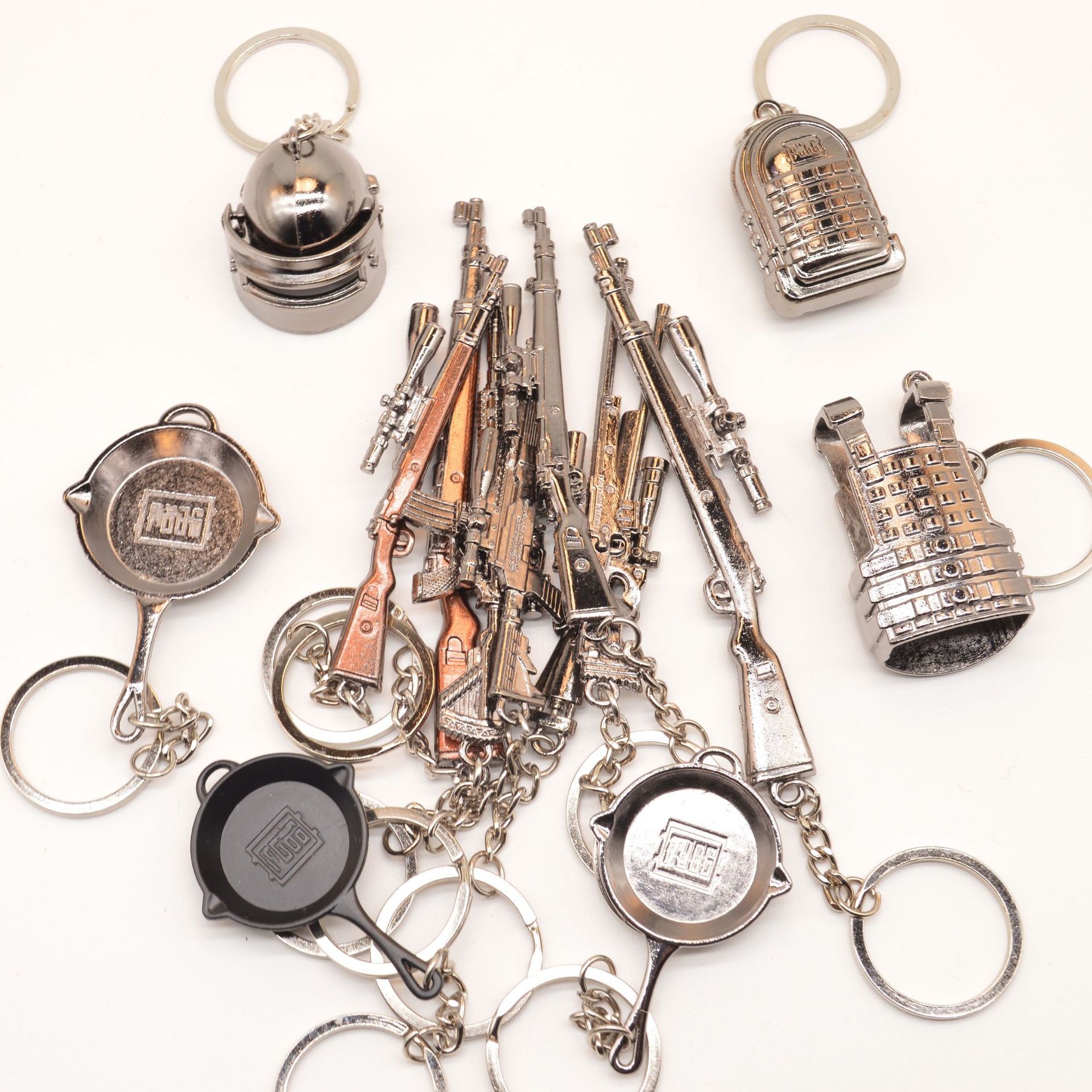 吃鸡挂件钥匙扣武器模型礼品绝地求生98k三级头包平底锅周边pubg