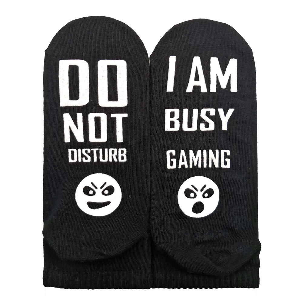do not disturb im busy gaming 外贸大卖点胶字母棉袜
