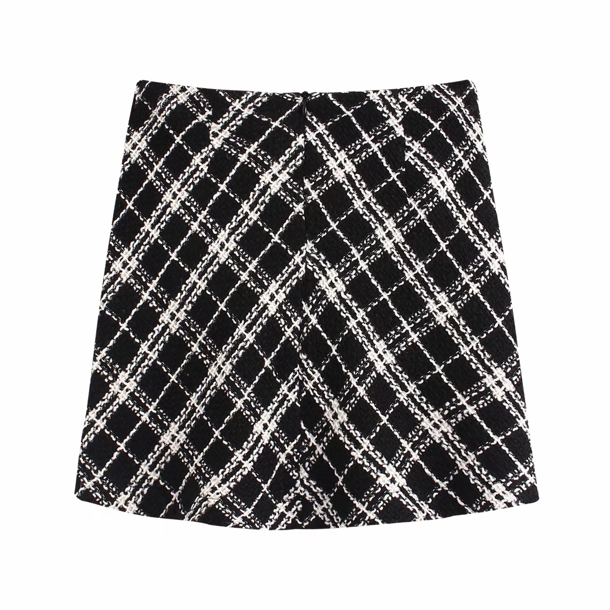 欧美2019秋冬女格子斜纹软呢外套4886041迷你半身裙4886068 38 13