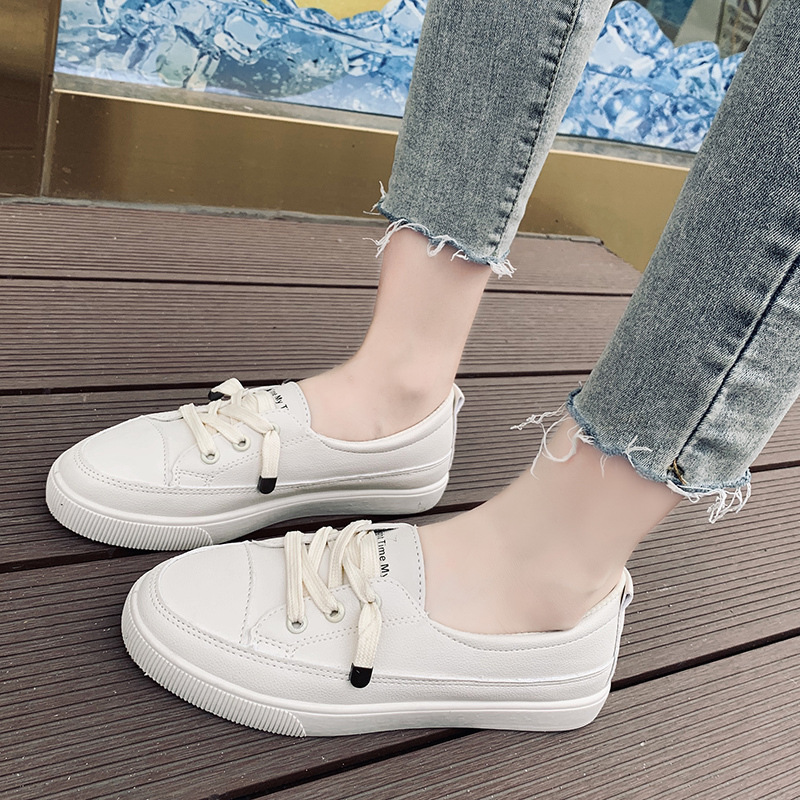 White Shoes for Women 2022 New Women's Shoes Spring and Autumn Korean Style Low-Top Casual Shoes for Women Elastic Slip-on Student Board Shoes for Women