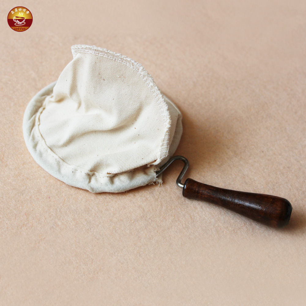 法兰绒滤网手冲咖啡过滤网家用木柄手冲咖啡漏斗滤布超细棉布袋