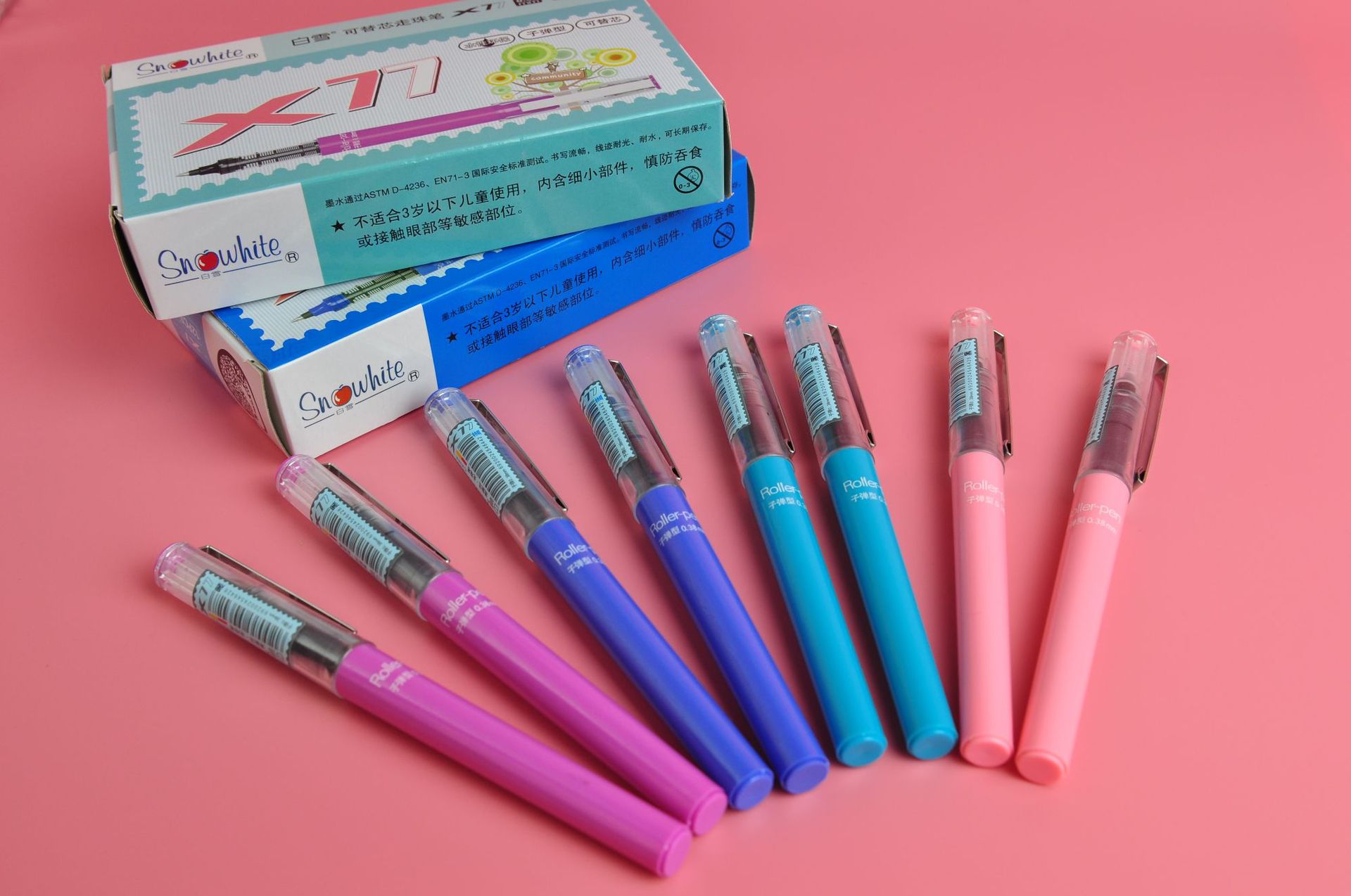 白雪x88针管笔头走珠笔0.38mm直液式可换芯走珠笔x77黑色细水笔