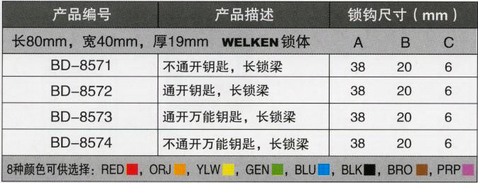 天津贝迪 安全挂锁,红色bd-8571-red,长80mm宽40mm厚19mm