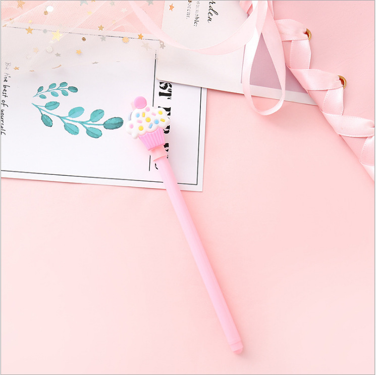 2410 Creative Cute Food Gel Pen Cartoon Unique Student Stationery Fun Signature Pen Ball Pen 0.5mm Black