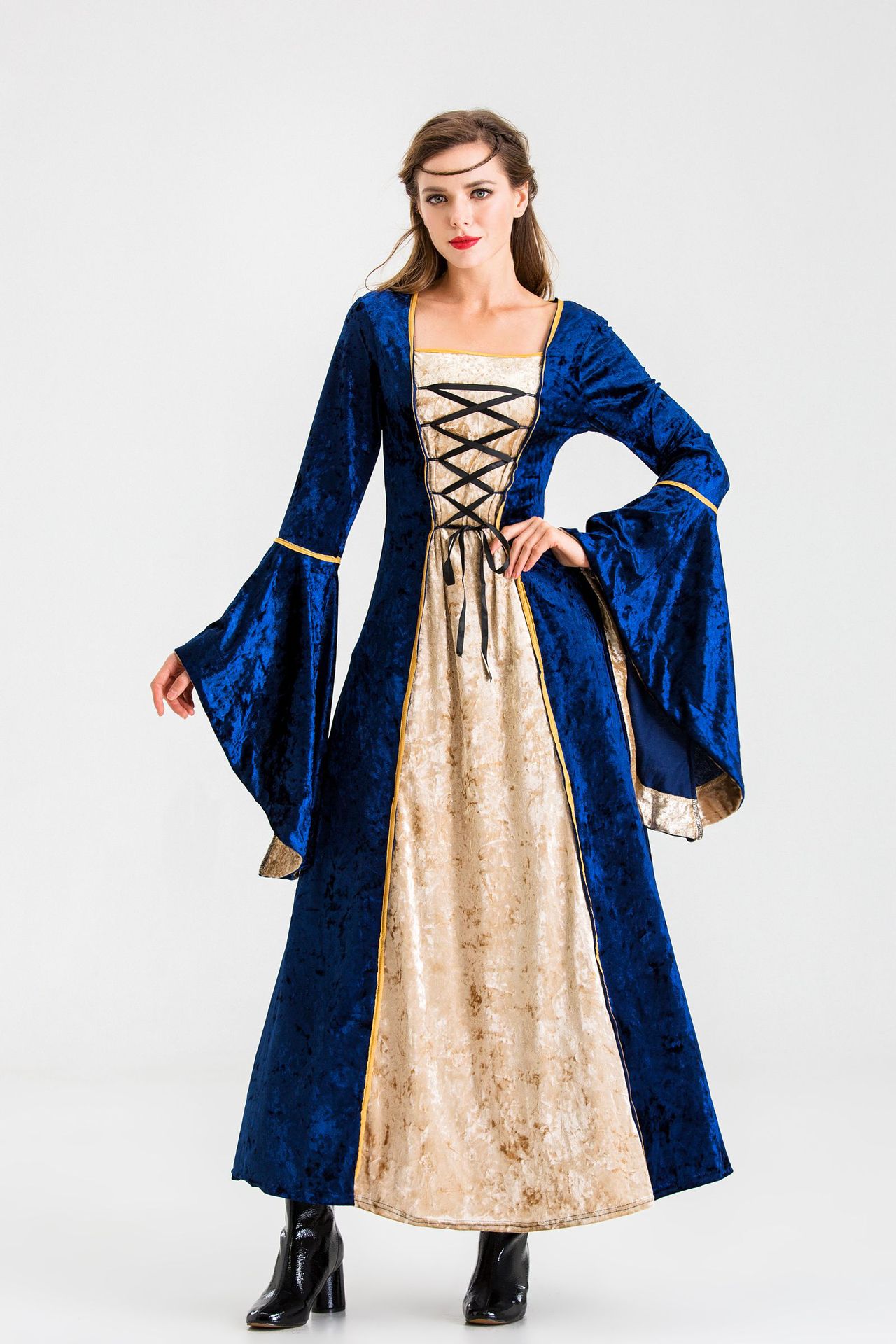 欧式新款复古宫廷裙欧洲中世纪法式长裙公主贵族礼服英伦风连衣裙