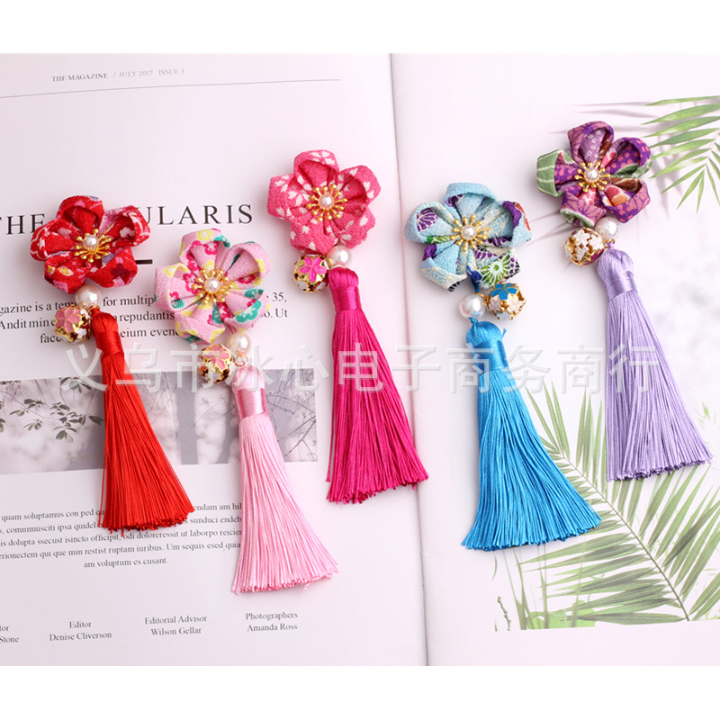 Semi-Finished Products Japanese Crepe Cherry Blossom Handmade Tassel Flowers Children's New Year Han Chinese Clothing Accessories Diy Hairpin Material