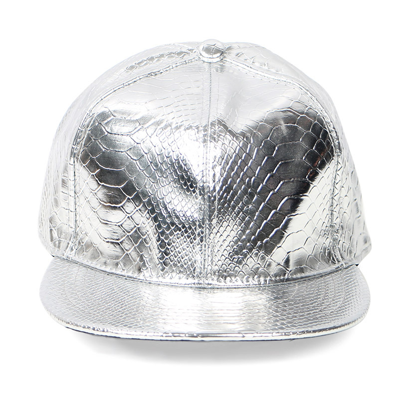 韩版光板鳄鱼皮嘻哈帽 pu 皮平沿棒球帽 街舞潮人帽子