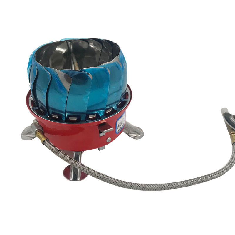 Portable Outdoor Small Windproof Lotus Furnace Stainless Steel Tea Stove with Line Camping Gas Furnace Gas Tank Stove