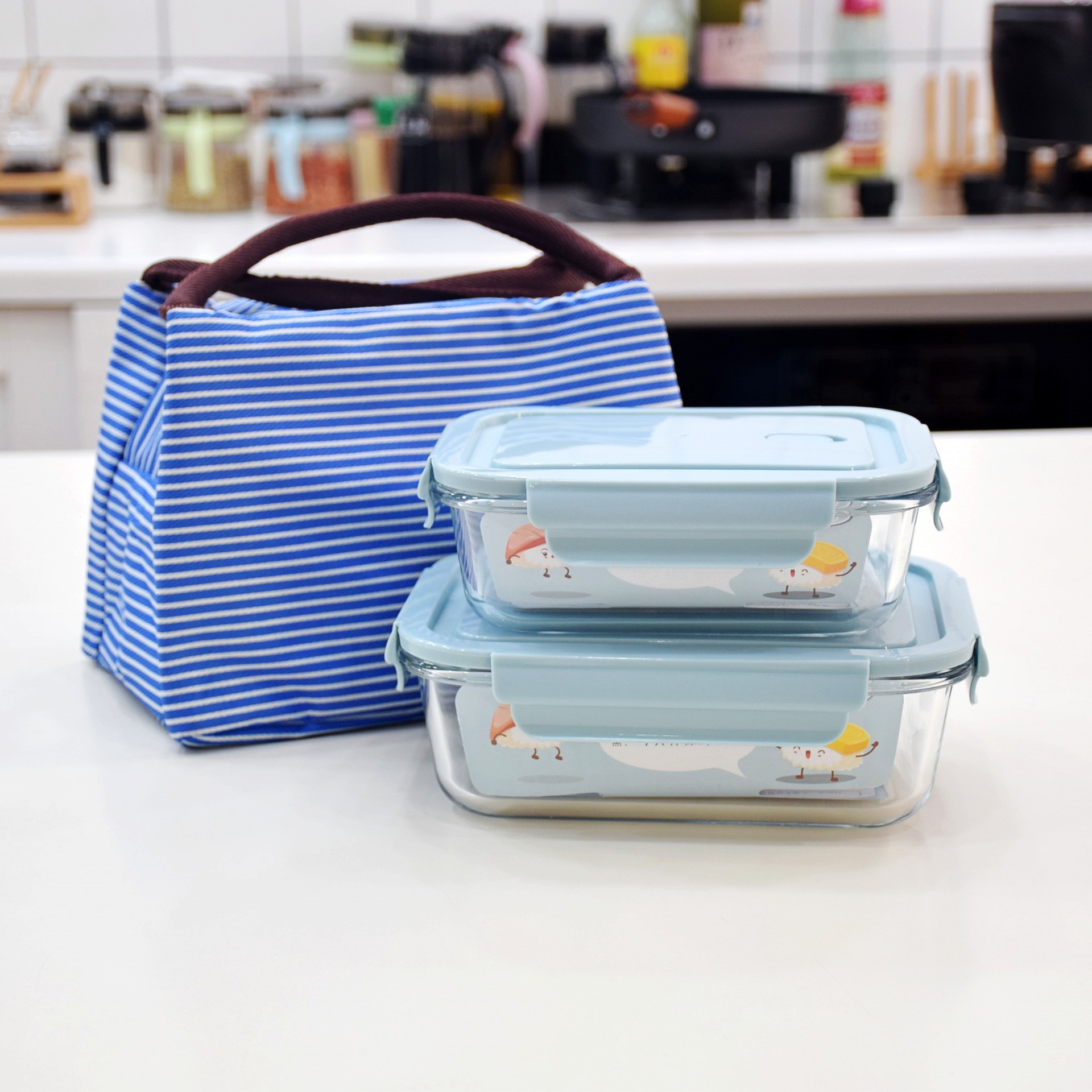 韩式便当盒高硼硅可加热玻璃玻璃保鲜碗微波炉饭盒上班带饭盒