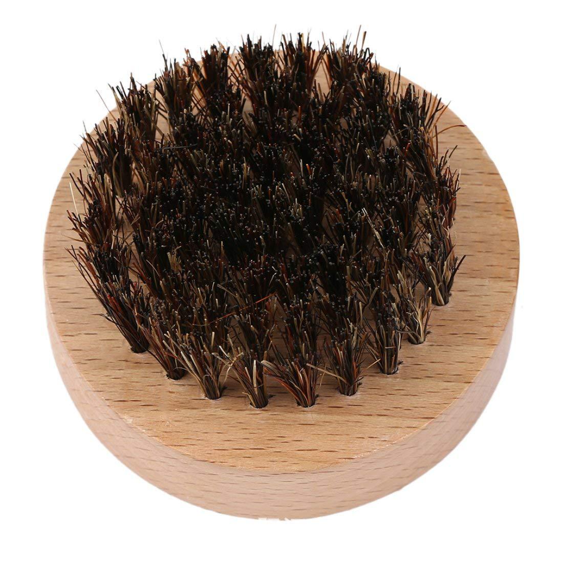 现货库存圆形花猪鬃毛刷 男士专用胡须刷胡子刷 亚马逊热销款