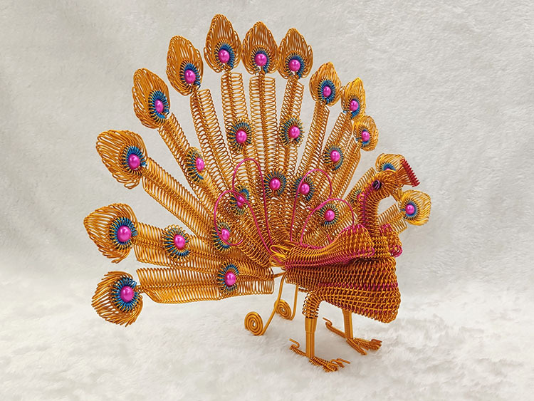 【开屏孔雀】手工铝线孔雀模型手编铝丝工艺品凤凰创意家居摆件