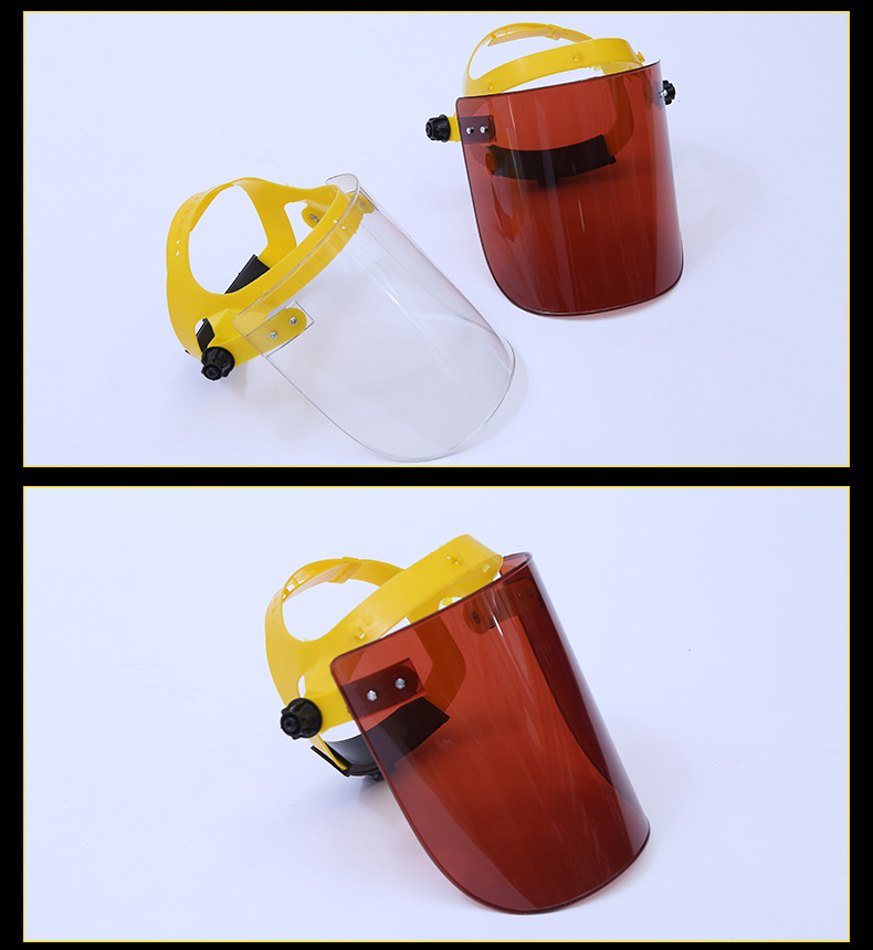 头戴式电焊面罩透明防冲击防油溅面屏摔不烂防护面罩氩弧焊电焊帽
