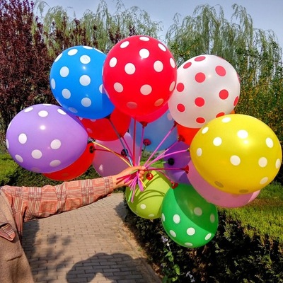 加厚大号彩色圆形幼儿园100个装波点气球地推小礼品批发活动包邮