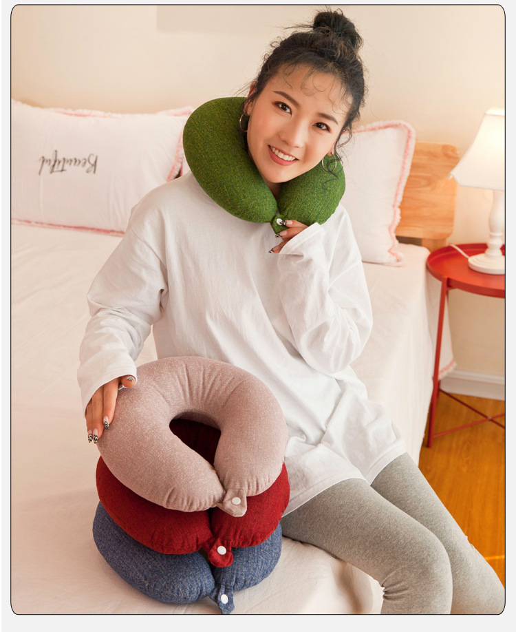 u型枕汽车午睡办公室旅行脖子u形枕飞机枕纯色护颈枕毛绒玩具定制