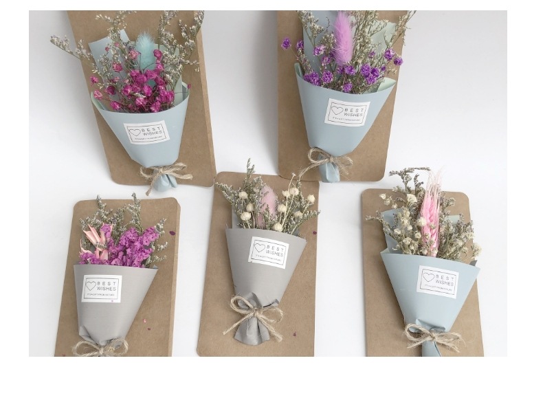 手工干花花束贺卡复古创意小清新牛皮黑卡卡片感恩圣诞节贺卡