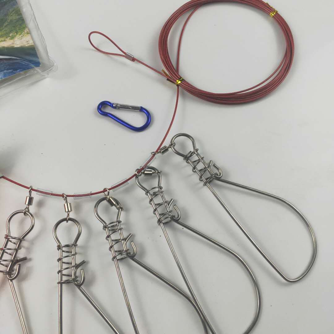 鱼锁 路亚锁鱼扣 鱼锁活鱼扣 不锈钢路亚鱼锁 带浮力棒 渔具批发