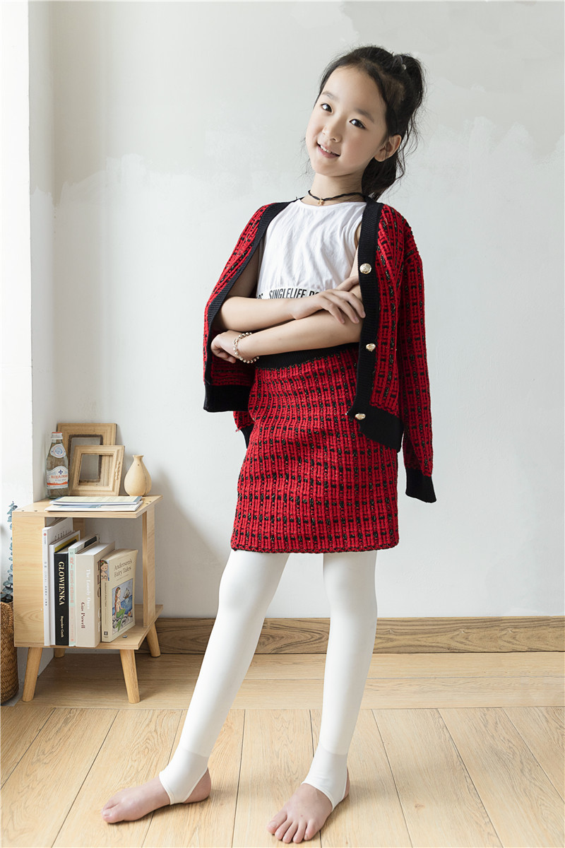 锦纶冬款儿童女童打底裤肉肤色光腿加绒加厚连裤袜踩脚白色舞蹈袜