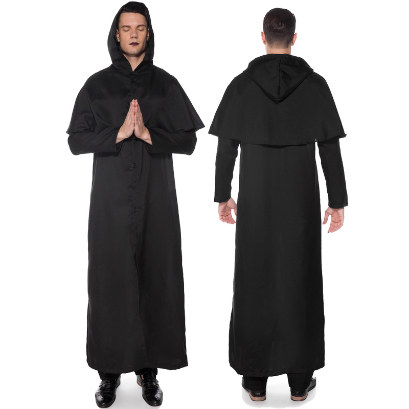 万圣节成人服装 cospaly 巫师袍死神披风衣牧师服 男巫巫婆演出服