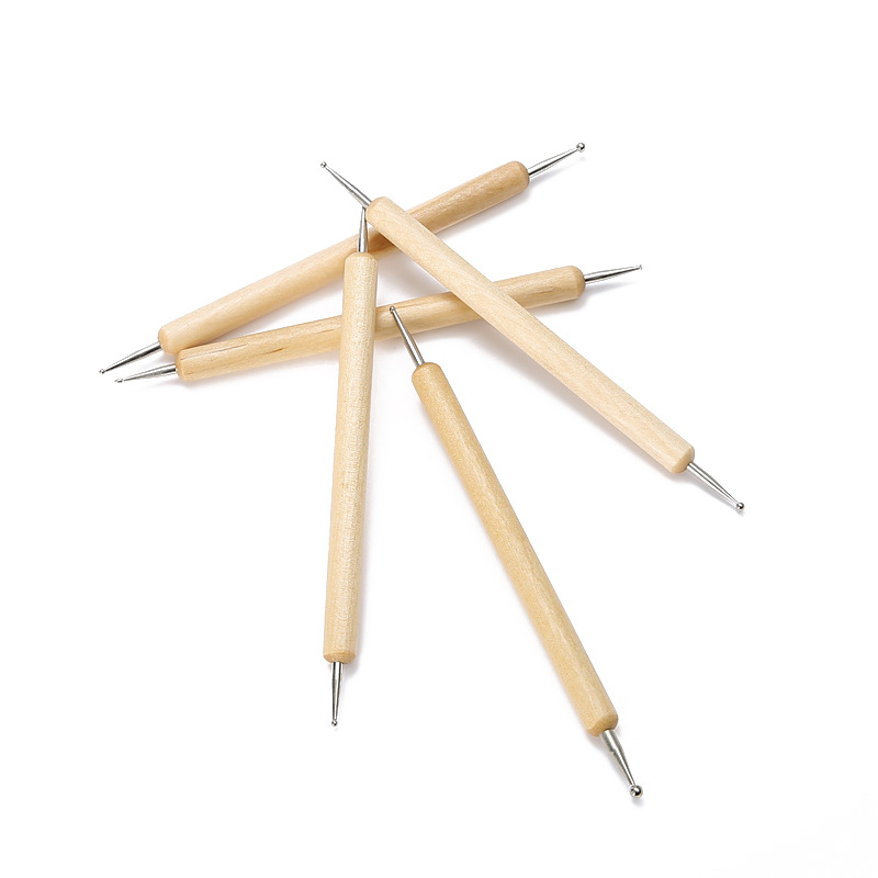 新款5支原木压痕笔 厂家批发陶泥工具 美甲点钻笔美术绘画工具