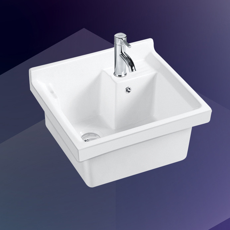 陶瓷洗衣深盆洗衣池洗衣槽阳台水斗 洗衣池洗衣柜53cm厂家