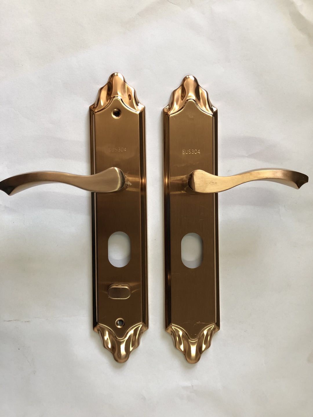 家用门锁 不锈钢大门 铜门种类执手锁材质不锈钢型号ht-82钢柄 玫瑰金