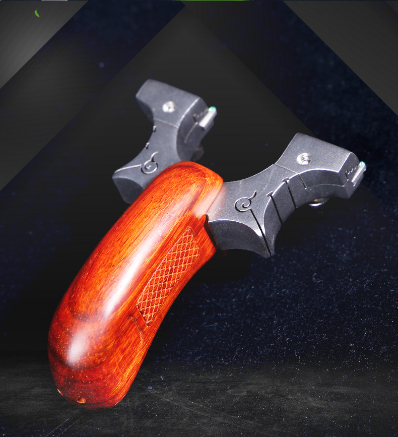 弹弓新款304不锈钢迷你小灵兽弹弓蜗牛犀牛角实木手扁皮筋弹弓器