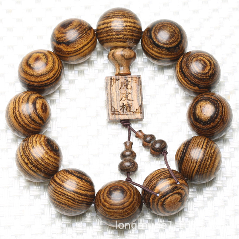 越南虎皮檀 赞比亚红花梨 同料顺纹 男士20mm男款 标本珠 纹理