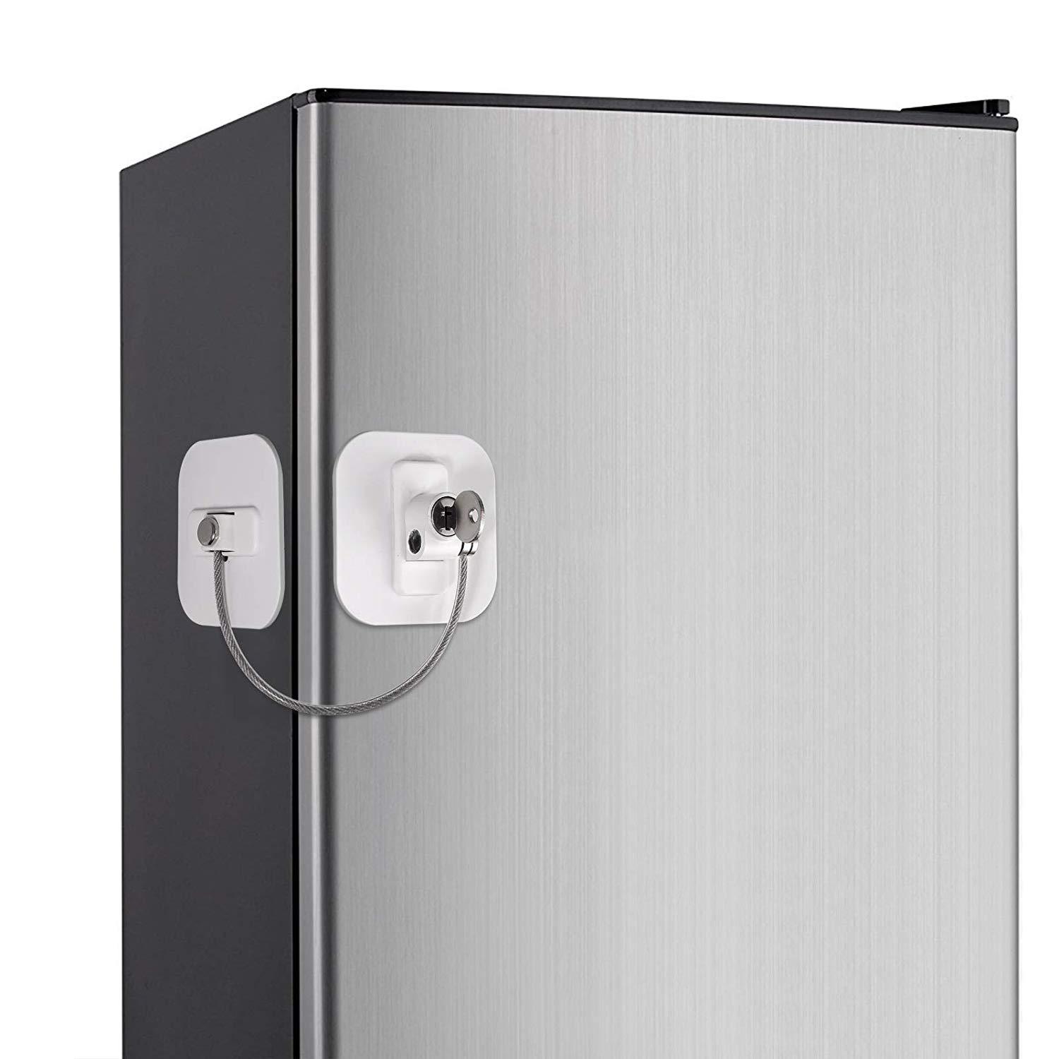 冰箱锁,钢丝绳儿童冰箱锁,多功能背胶柜门锁,防止小孩开冰箱锁