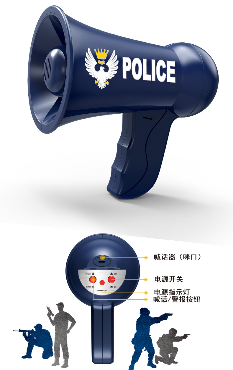 速卖通过家家玩具套装警察扩音器塑料儿童角色扮演喇叭喊话器