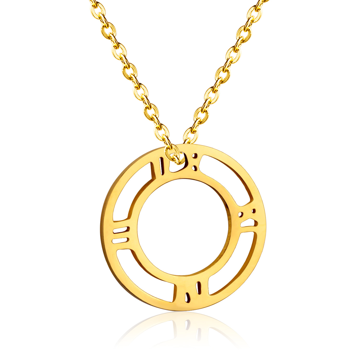 新品上市时尚吊坠 简约圆形镂空二色吊坠项链