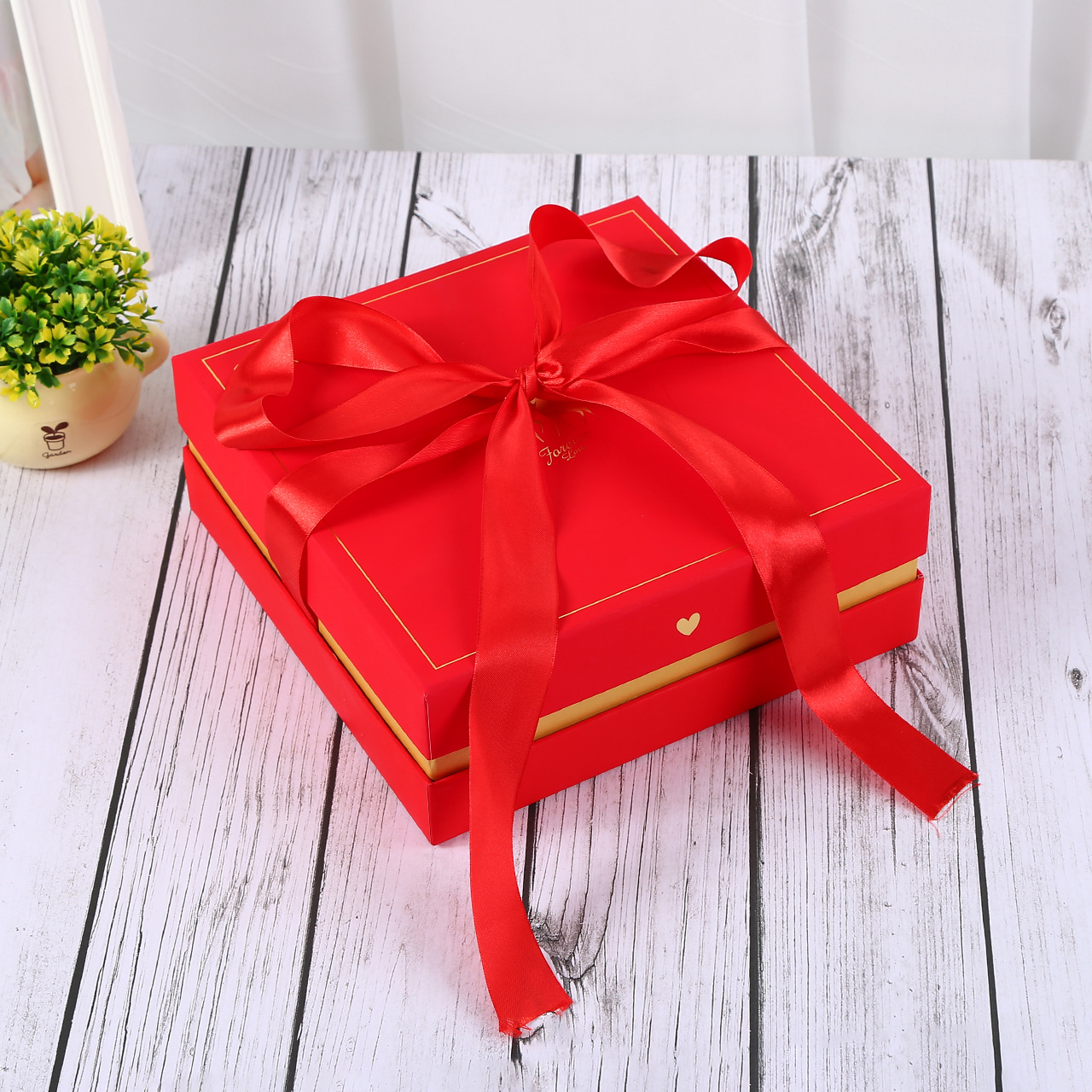 创意蝴蝶结丝带翻盖礼盒定制巧克力情人节礼品纸盒定做天地盖礼盒