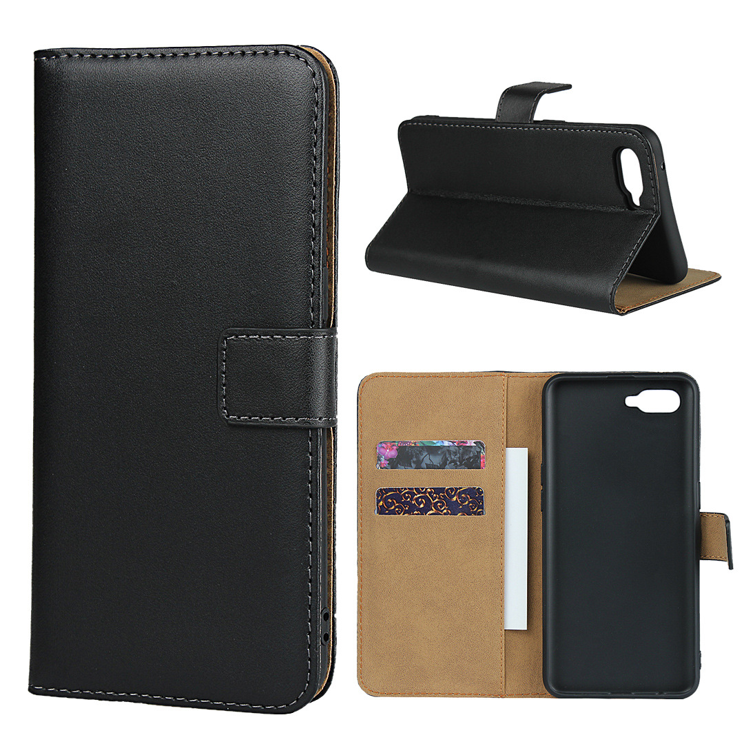 适用oppok1手机壳reno45g平纹真皮钱包皮套新款翻盖插卡保护套