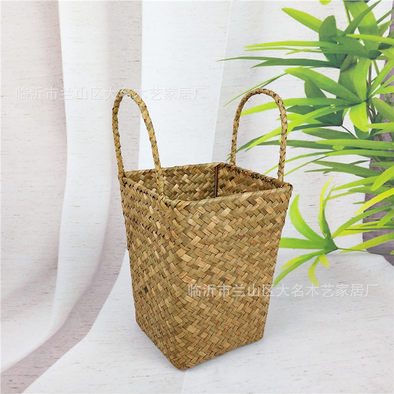 Seagrass Knitted Basket Seagrass Storage Basket American Country Seagrass Flower Arrangement Basket Woven Flower Basket Seagrass Basket