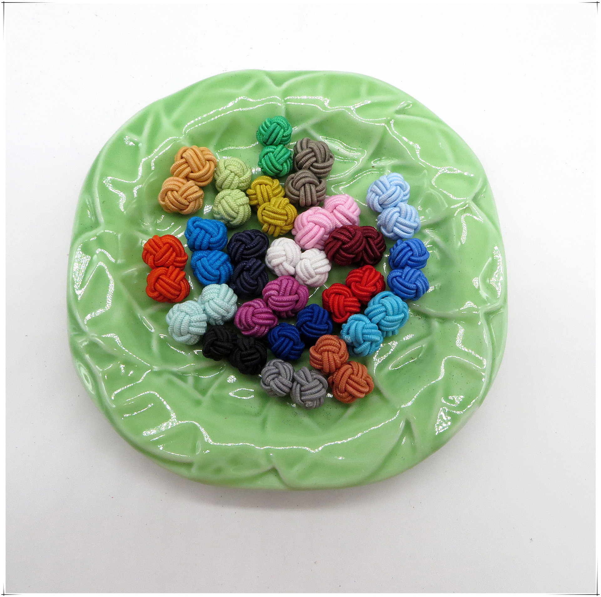 纯手工袖扣橡皮筋盘扣传统中国结编织绳扣波子单色双球松紧扣