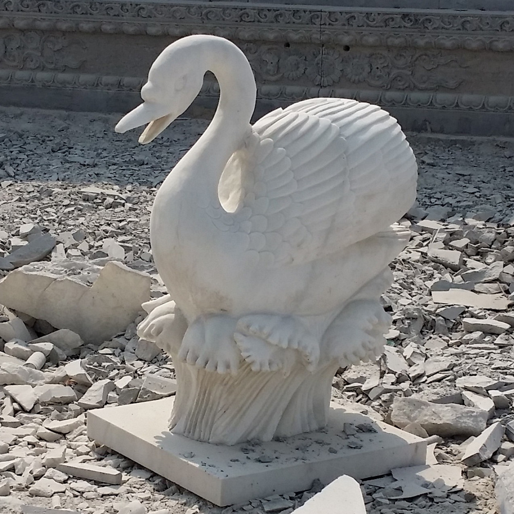 厂家专业加工订做花岗岩石雕喷水天鹅 优质花岗岩石材喷水雕塑
