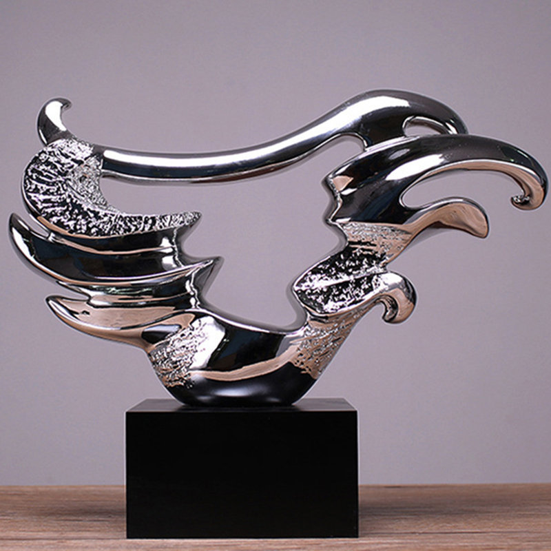 新品创意家居简约树脂电镀抽象雕塑工艺品客厅大堂摆件工厂批发