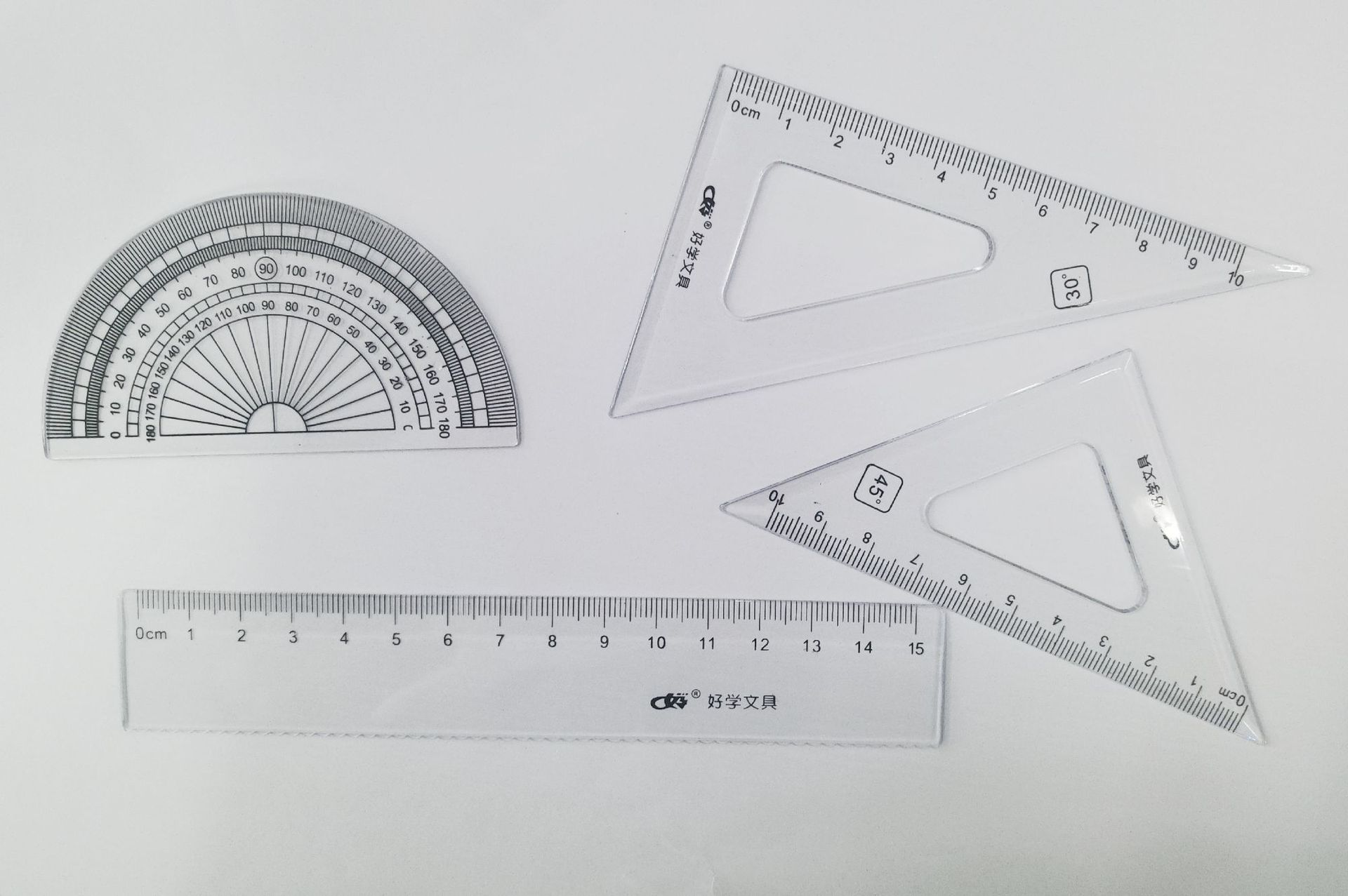 好学15cm卡通绘图套尺 高档学生几何用四件套 办公事务尺子
