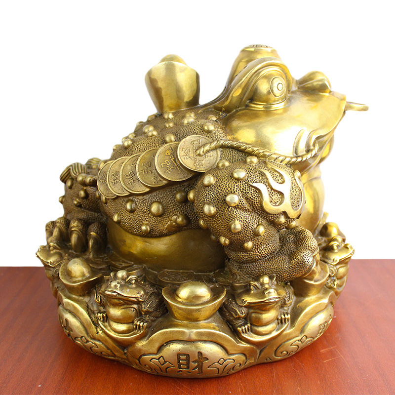 宇卓铜器纯铜金蟾黄铜金蟾背元宝金蟾八卦金蟾家居装饰工艺品摆件