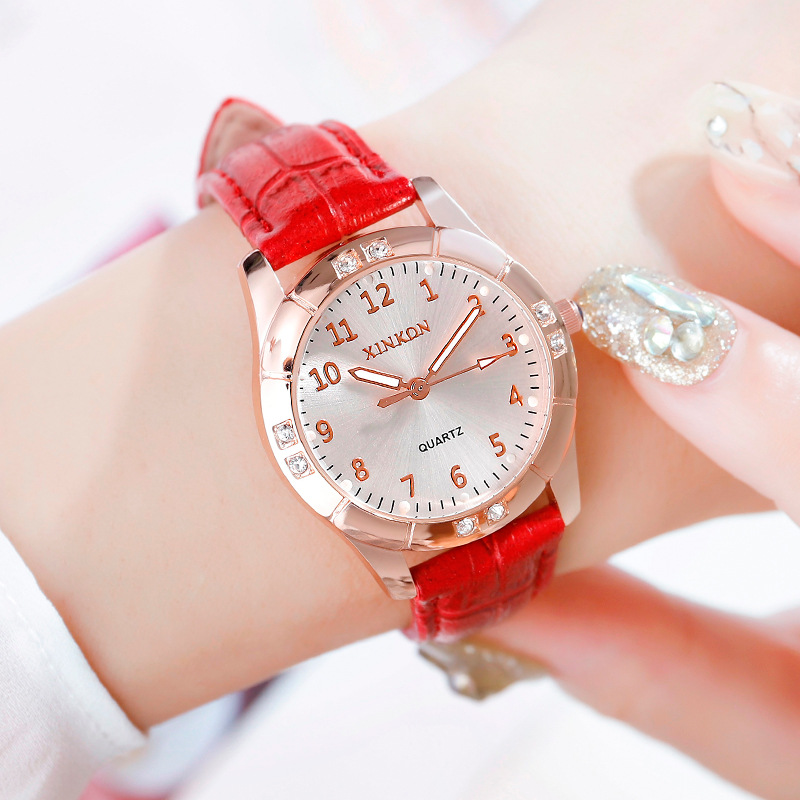 女士手表女学生韩版简约防水初中女生少女可爱休闲女童石英夜光表