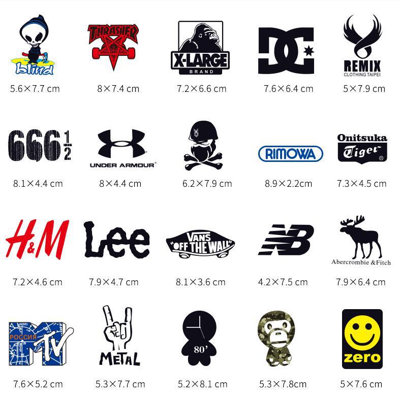 100张不重复潮牌logo装饰涂鸦贴纸电脑汽车摩托车滑板防水贴纸