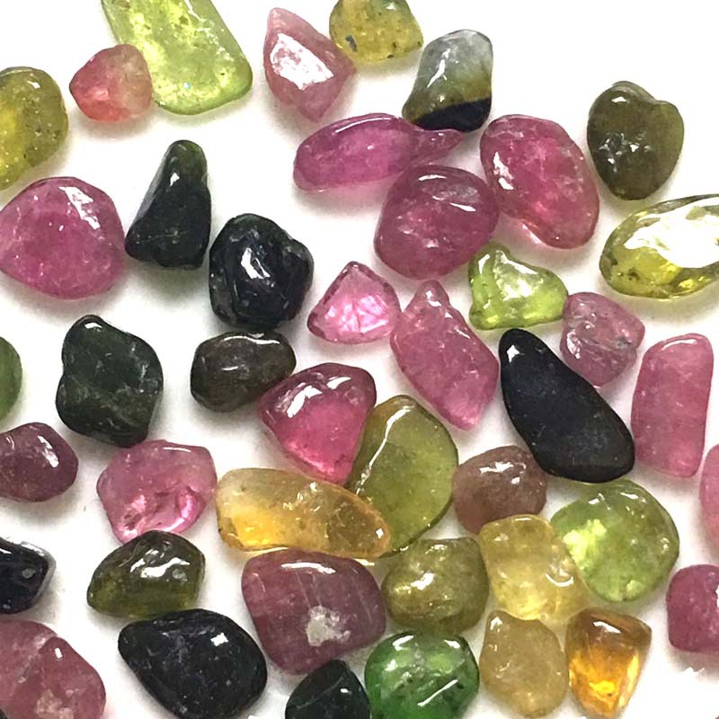 天然彩碧玺碎石 托玛琳原石 电气石 供佛修曼扎 鱼缸装饰厂家直销