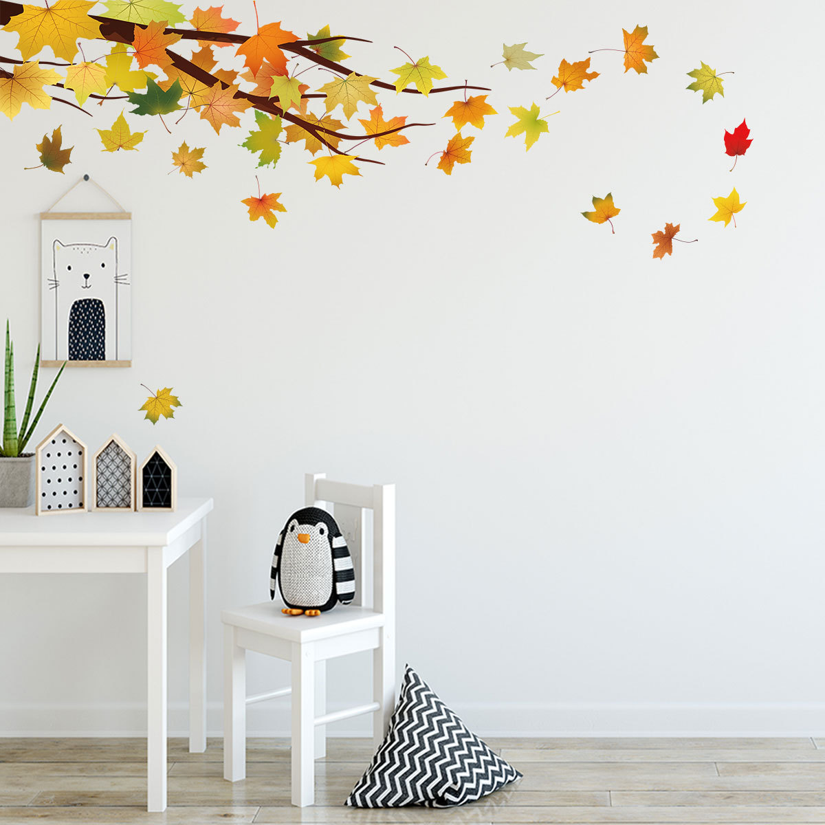 y1560枫叶树枝新款墙贴纸 客厅卧室背景墙墙pvc墙贴画