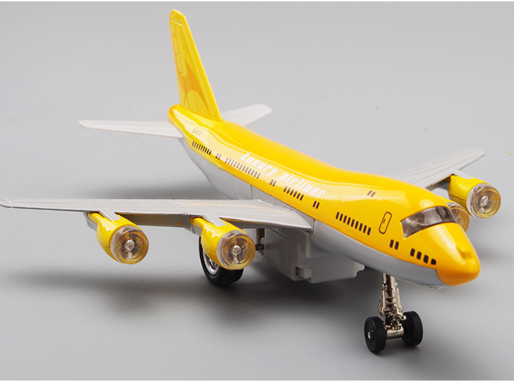 彩珀仿真合金飞机空军一号声光回力玩具客机模型航空男孩礼物