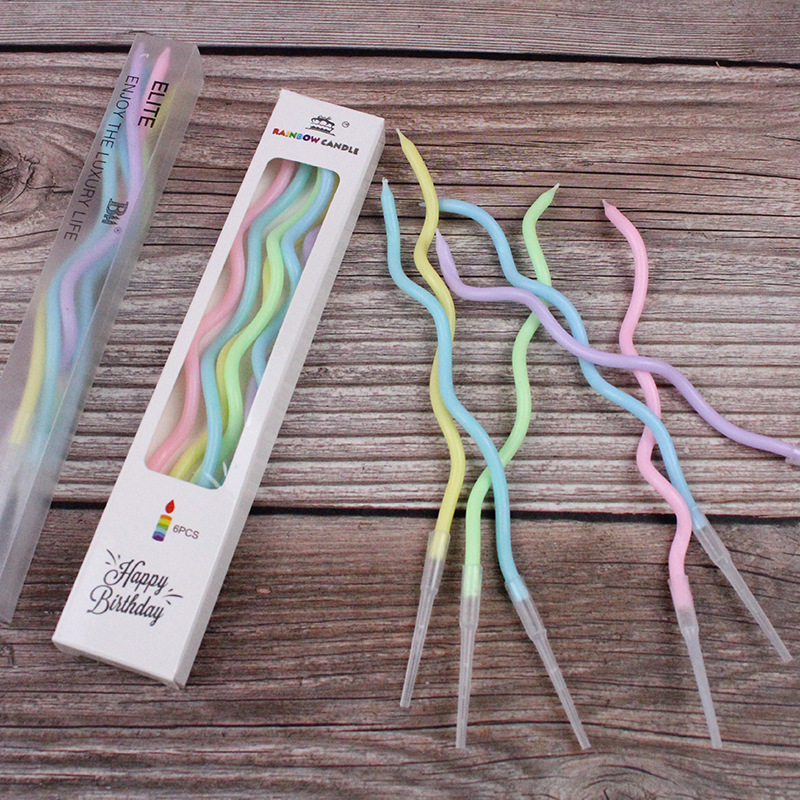 wholesale birthday candle rainbow candle curve candle birthday cake candle pencil candle colored candle