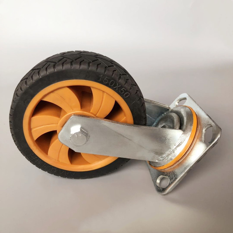双轴承重型万向脚轮 高弹力黄芯工业脚轮物流拉货手推车轮子