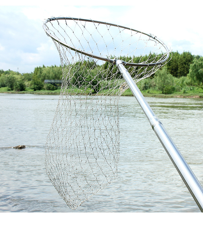 不锈钢抄网竿捞鱼网伸缩杆操网头抄鱼竿钓鱼捞网折叠网兜渔具套装
