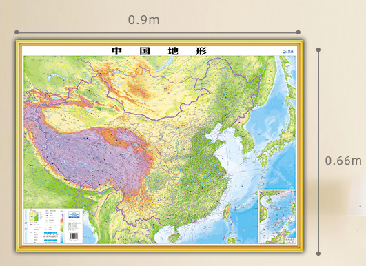 2019版中国地形图教学用3d立体地图约90cmx60cm 精细三维地貌凹凸