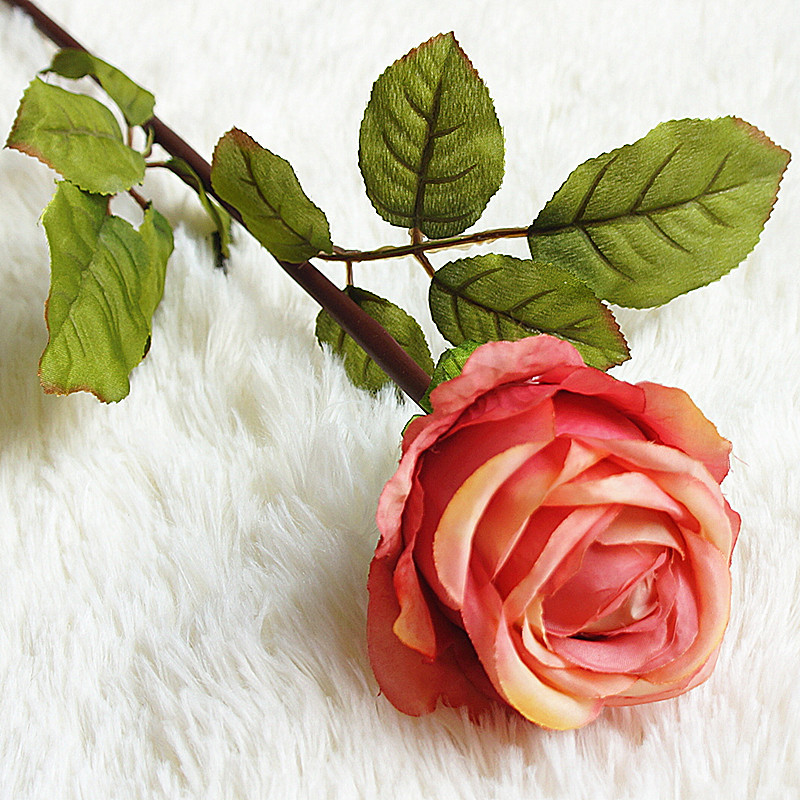 单枝古典贵妃玫瑰苞 仿真花 家居装饰 花客卧摆件 婚庆摄影布景