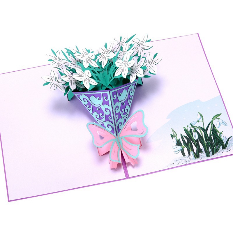 母亲节立体贺卡生日祝福韩国创意礼物3d栀子花花束小卡片定制