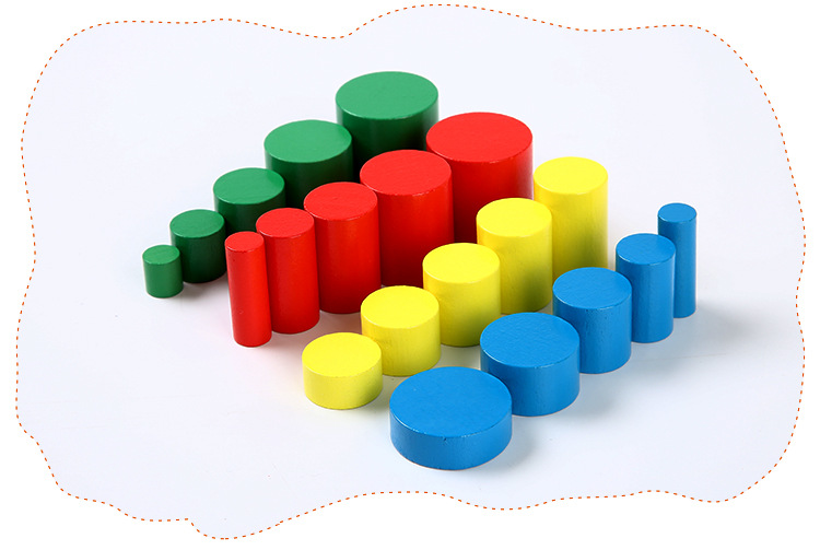 蒙台梭利教具家庭版彩色圆柱体木制早教益智木质蒙氏儿童玩具积木